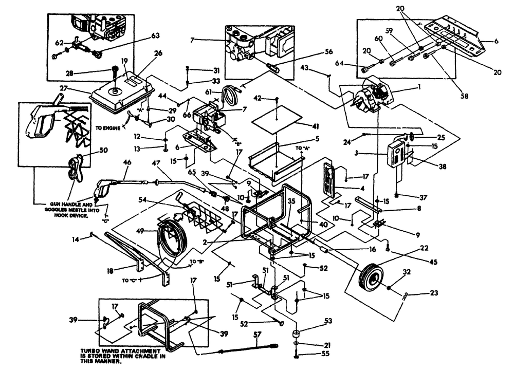 Pressure Washer And Cradle Diagram and Parts List for 9674-2-MC  Briggs and Stratton Pressure Washer